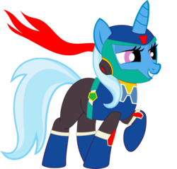 Size: 807x772 | Tagged: safe, artist:4-chap, trixie, pony, unicorn, g4, armor, clothes, cosplay, costume, crossover, female, helmet, mare, mega man (series), megaman x, megaman x: command mission, simple background, solo, transparent background