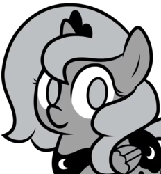 Size: 475x512 | Tagged: safe, artist:egophiliac, princess luna, pony, moonstuck, g4, female, filly, monochrome, solo, woona, younger
