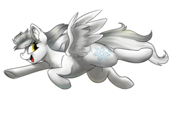 Size: 3000x2000 | Tagged: safe, artist:candygold, oc, oc only, oc:snowshine, pegasus, pony, chest fluff, ear fluff, female, flying, high res, looking back, mare, open mouth, simple background, solo, transparent background