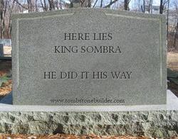 Size: 400x313 | Tagged: safe, king sombra, g4, the beginning of the end, gravestone, implied death, song reference, text