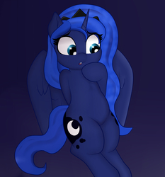 Size: 1400x1500 | Tagged: safe, artist:blitzyflair, princess luna, alicorn, pony, g4, crown, cute, dark background, eye clipping through hair, female, jewelry, lunabetes, mare, open mouth, regalia, solo