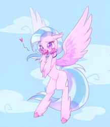 Size: 1400x1610 | Tagged: safe, artist:kkmrarar, silverstream, classical hippogriff, hippogriff, g4, colored hooves, cute, daaaaaaaaaaaw, diastreamies, female, flying, heart, jewelry, necklace, smiling, solo