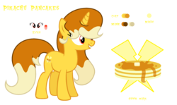 Size: 2000x1194 | Tagged: safe, artist:darbypop1, oc, oc only, oc:pikachu pancakes, pony, unicorn, base used, female, mare, reference sheet, simple background, solo, transparent background