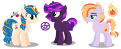 Size: 1024x412 | Tagged: safe, artist:awoomarblesoda, oc, oc only, earth pony, pony, unicorn, female, mare, pentagram, simple background, transparent background