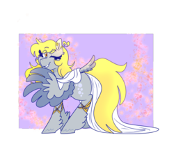 Size: 500x434 | Tagged: safe, artist:cubbybatdoodles, derpy hooves, pegasus, pony, g4, female, greek mythology, mare, one eye closed, persephone, smiling, solo, source in the description