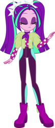 Size: 3001x6921 | Tagged: safe, artist:limedazzle, aria blaze, equestria girls, find the magic, g4, my little pony equestria girls: better together, absurd resolution, clothes, eyes closed, female, pigtails, polka dots, show accurate, simple background, solo, transparent background, twintails, vector
