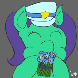 Size: 800x800 | Tagged: safe, artist:vohd, oc, oc only, earth pony, pony, animated, cute, eating, flower, frame by frame, gray background, hat, herbivore, horses doing horse things, simple background, solo