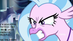 Size: 1440x810 | Tagged: safe, edit, edited screencap, editor:korora, screencap, silverstream, g4, student counsel, what lies beneath, angry, berserker tears, beware the nice ones, censored vulgarity, crying, dialogue, female, grawlixes, implied edith, implied jesús pezuña, jewelry, necklace, offscreen character, self defense, this will end in petrification