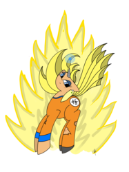 Size: 2048x2732 | Tagged: safe, artist:nthdegr33, oc, oc only, earth pony, pony, unicorn, dragon ball, dragon ball z, high res, ponified, simple background, solo, son goku, super saiyan, transparent background