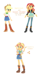 Size: 795x1451 | Tagged: safe, artist:berrypunchrules, applejack, sunset shimmer, oc, oc:country summer, equestria girls, g4, fusion, fusion:applejack, fusion:appleshimmer, fusion:sunset shimmer, multiple arms, multiple limbs