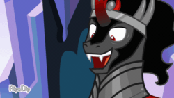 Size: 1280x720 | Tagged: safe, edit, edited screencap, screencap, king sombra, pony, g4, the beginning of the end, animated, derp, gif, gift art