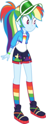 Size: 2784x7384 | Tagged: safe, artist:shootingstarsentry, rainbow dash, equestria girls, equestria girls series, festival filters, g4, spoiler:eqg series (season 2), absurd resolution, clothes, cute, dashabetes, female, inkscape, music festival outfit, rainbow socks, shorts, simple background, socks, solo, striped socks, transparent background, vector