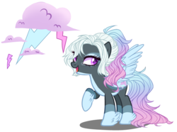 Size: 2750x2050 | Tagged: safe, artist:gihhbloonde, artist:meimisuki, oc, oc only, oc:alluring storm, pegasus, pony, base used, eyeshadow, female, high res, makeup, mare, multicolored hair, offspring, open mouth, pale belly, parent:rainbow dash, parent:thunderlane, parents:thunderdash, raised hoof, simple background, solo, transparent background