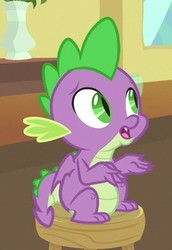 Size: 295x430 | Tagged: safe, screencap, spike, dragon, g4, the point of no return, claws, concerned, cropped, folded wings, male, sitting, solo, tail, toes, winged spike, wings