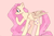 Size: 1206x804 | Tagged: safe, artist:yeeegorka, fluttershy, pegasus, pony, g4, female, looking at something, mare, pink background, profile, raised hoof, simple background, smiling, solo, standing, wings