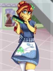 Size: 1280x1709 | Tagged: safe, artist:younglos3r, sunset shimmer, equestria girls, g4, good vibes, my little pony equestria girls: summertime shorts, alternate hairstyle, cute, eye clipping through hair, female, looking at you, no pupils, shimmerbetes, solo, sunset sushi