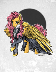 Size: 580x750 | Tagged: safe, artist:kiriska, fluttershy, pegasus, pony, fake it 'til you make it, g4, alternate hairstyle, clothes, dress, female, fluttergoth, mare, marker drawing, traditional art