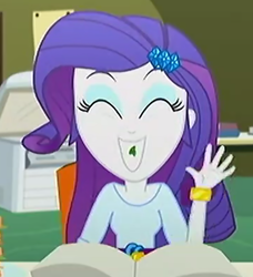 Size: 604x662 | Tagged: safe, screencap, rarity, epic fails, equestria girls, g4, my little pony equestria girls: summertime shorts, cropped, female, food, lettuce, solo, teeth, waving