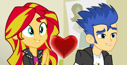 Size: 480x248 | Tagged: safe, edit, flash sentry, sunset shimmer, equestria girls, g4, female, male, ship:flashimmer, shipping, shipping domino, straight