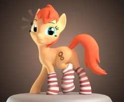 Size: 1627x1350 | Tagged: safe, artist:rexyseven, oc, oc only, oc:rusty gears, earth pony, pony, 3d, blender, clothes, female, heterochromia, mare, socks, solo, striped socks
