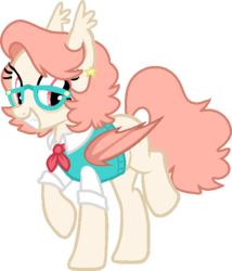 Size: 499x582 | Tagged: safe, artist:ditzydoggy, oc, oc only, oc:newton, bat pony, pony, ear piercing, earring, glasses, jewelry, piercing, simple background, solo, sweater vest, transparent background
