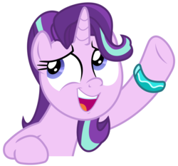 Size: 2459x2294 | Tagged: safe, artist:sketchmcreations, starlight glimmer, pony, unicorn, g4, student counsel, bracelet, female, high res, jewelry, mare, open mouth, raised hoof, simple background, solo, starlight glimmer is best facemaker, starlight's bracelet, transparent background, vector