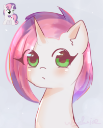 Size: 856x1059 | Tagged: safe, artist:whiskyice, sweetie belle, pony, unicorn, g4, alternate hairstyle, female, filly, punk, simple background, solo, white background