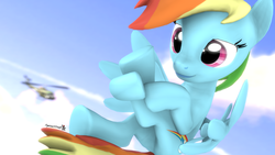 Size: 1920x1080 | Tagged: safe, artist:spinostud, rainbow dash, pegasus, pony, g4, 3d, female, flying, mare, sky, solo, source filmmaker