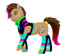 Size: 1024x811 | Tagged: safe, artist:guiltyp, oc, oc only, oc:synthpunk clock, earth pony, pony, clothes, female, mare, simple background, solo, transparent background