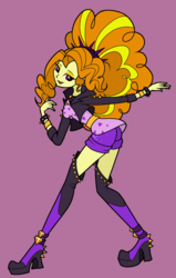 Size: 1272x2000 | Tagged: safe, artist:mysteriousshine, adagio dazzle, equestria girls, find the magic, g4, my little pony equestria girls: better together, adoragio, clothes, cute, female, high heels, open mouth, purple background, shoes, shorts, simple background, solo
