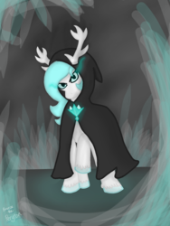 Size: 1080x1440 | Tagged: safe, artist:breeze the peryton, oc, oc:breeze the peryton, deer, hybrid, original species, peryton, bored, cloak, clothes, magic, what is life