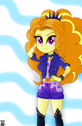 Size: 2800x4318 | Tagged: safe, artist:theretroart88, adagio dazzle, equestria girls, equestria girls series, find the magic, g4, spoiler:eqg series (season 2), armband, boots, bracelet, clothes, female, jacket, jewelry, leather jacket, shoes, shorts, simple background, smiling, solo, thigh boots, transparent background
