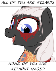 Size: 2160x2748 | Tagged: safe, artist:aaronmk, oc, earth pony, pony, bust, eyeliner, female, high res, makeup, mare, simple background, tattoo, text, vector, white background