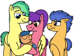 Size: 2048x1536 | Tagged: safe, artist:kindheart525, first base, flash sentry, oc, oc:honey bee, oc:ironwing, earth pony, pegasus, pony, kindverse, g4, baby, baby pony, father and son, female, like father like son, like mother like son, like parent like child, male, mother and son