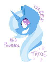 Size: 1536x2048 | Tagged: safe, artist:mia-bow, trixie, pony, unicorn, g4, bust, female, grin, lineless, no pupils, simple background, smiling, solo, transparent background, wingding eyes