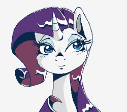 Size: 292x258 | Tagged: safe, artist:smirk, rarity, pony, g4, bust, cute, female, gray background, ms paint, pixel art, portrait, raribetes, simple background, solo
