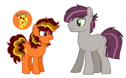 Size: 2803x1729 | Tagged: safe, artist:hazardous-andy, oc, oc only, oc:landslide, oc:pizza crust, earth pony, pony, female, male, mare, parent oc, previous generation, simple background, stallion, transparent background