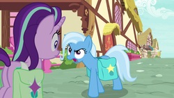 Size: 1920x1080 | Tagged: safe, screencap, starlight glimmer, trixie, pony, g4, student counsel, saddle bag