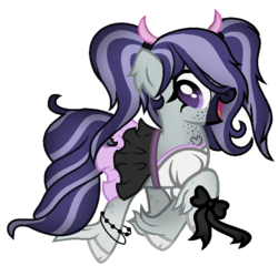 Size: 675x647 | Tagged: safe, artist:angelofthewisp, oc, oc only, oc:blackberry taffy, earth pony, pony, base used, clothes, cute, female, mare, pigtails, simple background, skirt, solo, transparent background