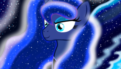 Size: 1400x800 | Tagged: safe, artist:php185, princess luna, pony, g4, art, colored wings, drawing, ethereal mane, multicolored wings, night, sparkles, wings