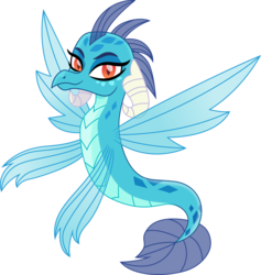 Size: 1424x1500 | Tagged: safe, artist:cloudy glow, princess ember, dragon, sea dragon, g4, dragoness, ember the seadragon, female, fins, simple background, solo, species swap, transparent background