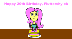Size: 1374x748 | Tagged: safe, artist:samueljcollins1990, fluttershy, equestria girls, g4, birthday, birthday cake, cake, cute, food
