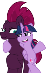 Size: 6713x10651 | Tagged: safe, artist:ejlightning007arts, tempest shadow, twilight sparkle, alicorn, pony, unicorn, g4, looking at each other, open mouth, simple background, transparent background, twilight sparkle (alicorn), vector