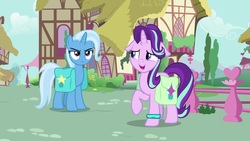 Size: 1920x1080 | Tagged: safe, screencap, starlight glimmer, trixie, pony, g4, student counsel, floppy ears, saddle bag
