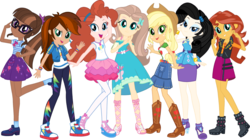 Size: 2560x1437 | Tagged: safe, applejack, fluttershy, pinkie pie, rainbow dash, rarity, sci-twi, sunset shimmer, twilight sparkle, human, equestria girls, g4, my little pony equestria girls: better together, converse, human coloration, humane five, humane seven, humane six, realism edits, shoes, simple background, sneakers, white background
