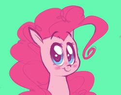 Size: 1562x1230 | Tagged: safe, artist:hattsy, pinkie pie, earth pony, pony, g4, :t, blushing, bust, cute, diapinkes, female, green background, looking at you, mare, portrait, simple background, smiling, solo