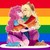 Size: 960x960 | Tagged: safe, artist:brunnie, applejack, pinkie pie, human, equestria girls, g4, cute, female, gay pride flag, humanized, lesbian, lesbian pride flag, lgbt, love, pride, pride month, ship:applepie, shipping