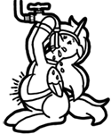 Size: 125x150 | Tagged: safe, artist:crazyperson, alicorn, pony, fallout equestria, fallout equestria: commonwealth, belly, big belly, drinking, fallout equestria: commonwealth - fog harbour, fanfic art, monochrome, picture for breezies, simple background, tap, transparent background