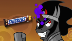 Size: 1400x800 | Tagged: safe, edit, edited screencap, screencap, king sombra, pony, umbrum, g4, the beginning of the end, derp, snickers