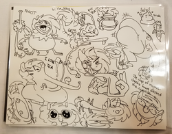 Size: 1500x1174 | Tagged: safe, artist:kellythedrawinguni, oc, oc only, oc:gryph xander, pony, butt, commission, doodles, lineart, plot, shitposting, sketch, traditional art